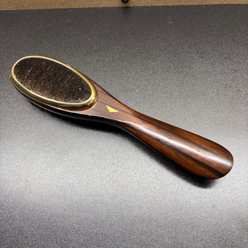 Vintage LintBrush and Shoe Horn with normal brush on other side wood Brown